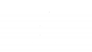 Beyaz arkaplanda belge simgesi olan siyah çizgi çekmecesi. Arşiv çekmecesi. Dosya dolabı çekmecesi. Ofis mobilyası. 4K Video hareketli grafik canlandırması