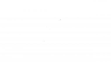 Siyah çizgi kahve makinesi simgesi beyaz arkaplanda izole edilmiş. 4K Video hareketli grafik canlandırması