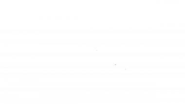 Siyah çizgi çevrimiçi video simgesi beyaz arkaplanda izole edildi. Dizüstü bilgisayar ve oyun işaretli film şeridi. 4K Video hareketli grafik canlandırması