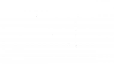 Siyah çizgi çevrimiçi video simgesi beyaz arkaplanda izole edildi. Oyun işaretli film şeridi. 4K Video hareketli grafik canlandırması