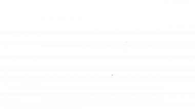 Siyah çizgi film alkışlayıcı simgesi beyaz arkaplanda izole edildi. Film alkışlama tahtası. Alkış tahtası işareti. Sinema yapımı ya da medya endüstrisi. 4K Video hareketli grafik canlandırması