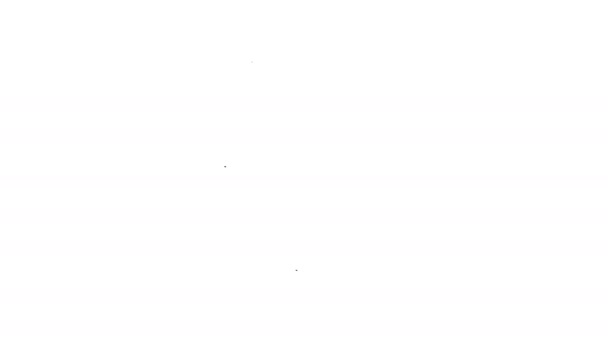 Schwarze Linie Textile Stoffrolle Symbol isoliert auf weißem Hintergrund. Rollen, Matten, Teppiche, Stoffe, Teppiche oder Papierrollen. 4K Video Motion Grafik Animation — Stockvideo