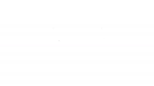 Черная линия Текстильная ткань ролл значок изолирован на белом фоне. Ролл, мат, ковер, ткань, ковер или значок бумажного рулона. Видеографическая анимация 4K — стоковое видео