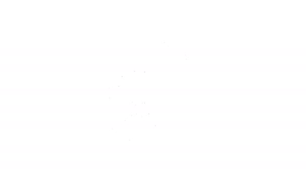 Черная линия Ярновый шар с иконкой вязания изолированы на белом фоне. Этикетка для ручной работы, вязания или пошива одежды. Видеографическая анимация 4K — стоковое видео