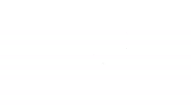 Черная линия значок адресной книги изолированы на белом фоне. Ноутбук, адрес, контакты, каталог, телефон, значок телефонной книги. Видеографическая анимация 4K — стоковое видео