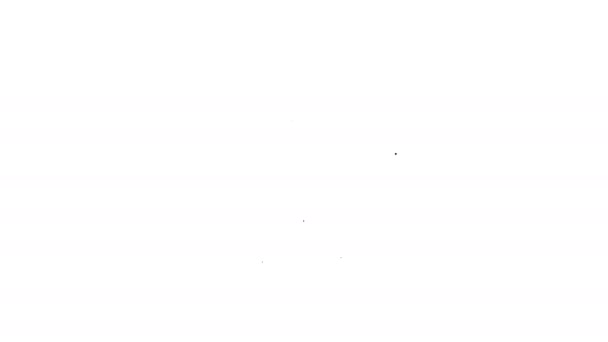 Черная линия Компьютерный монитор с иконкой работы текста изолирован на белом фоне. Видеографическая анимация 4K — стоковое видео