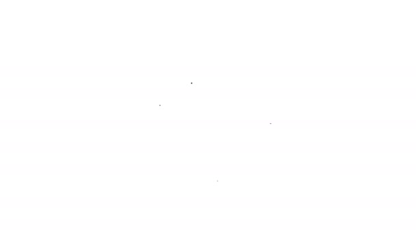 Beyaz zemin üzerinde ev simgesi olan siyah çizgi haritası işaretçisi. Ev konumu belirleyici sembol. 4K Video hareketli grafik canlandırması — Stok video