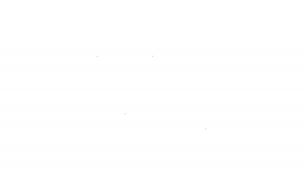 Schwarze Linie Gefaltetes Kartensymbol isoliert auf weißem Hintergrund. 4K Video Motion Grafik Animation — Stockvideo