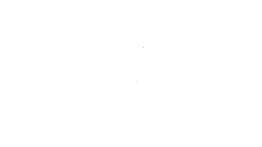 Beyaz arkaplanda izole edilmiş bir kulaklık simgesi olan siyah çizgi adamı. Destek operatörü hatta. Çağrı merkezi konsepti, müşteri destek servisi. 4K Video hareketli grafik canlandırması