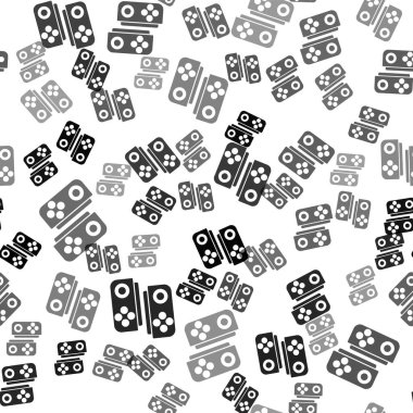 Siyah Oyun Alanı simgesi beyaz arkaplanda izole edilmiş kusursuz desen. Oyun kontrolörü. Vektör İllüstrasyonu