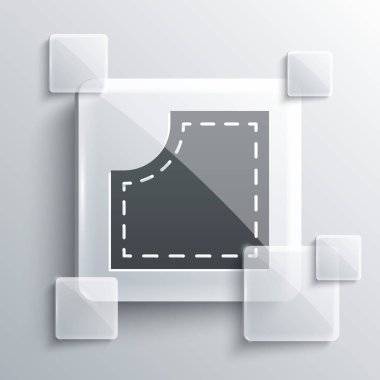 Gri dikişli desen ikonu gri arkaplanda izole edildi. Dikiş için işaretler. Kare cam paneller. Vektör İllüstrasyonu