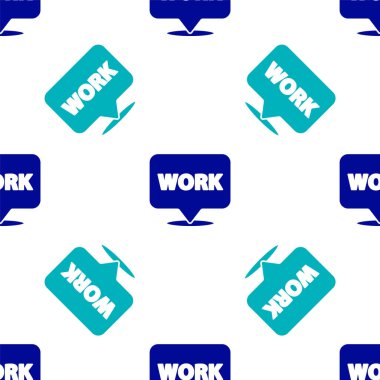 Metin çalışma simgesine sahip mavi konum beyaz arkaplanda izole edilmiş pürüzsüz desen. Vektör İllüstrasyonu