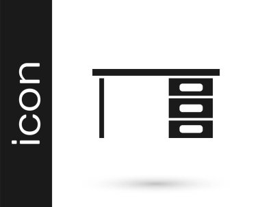 Gri Ofis masa simgesi beyaz arkaplanda izole edildi. Vektör İllüstrasyonu