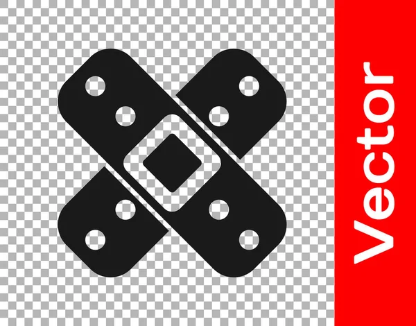 Ikone Aus Schwarzem Kreuzbandpflaster Isoliert Auf Transparentem Hintergrund Medizinischer Gips — Stockvektor