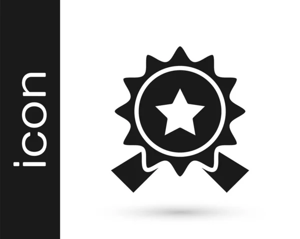 Médaille Grise Avec Icône Étoile Isolée Sur Fond Blanc Signe — Image vectorielle