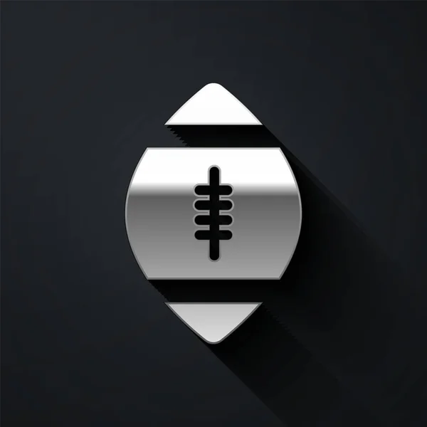 Silberne Ikone Des American Football Auf Schwarzem Hintergrund Rugby Ball — Stockvektor