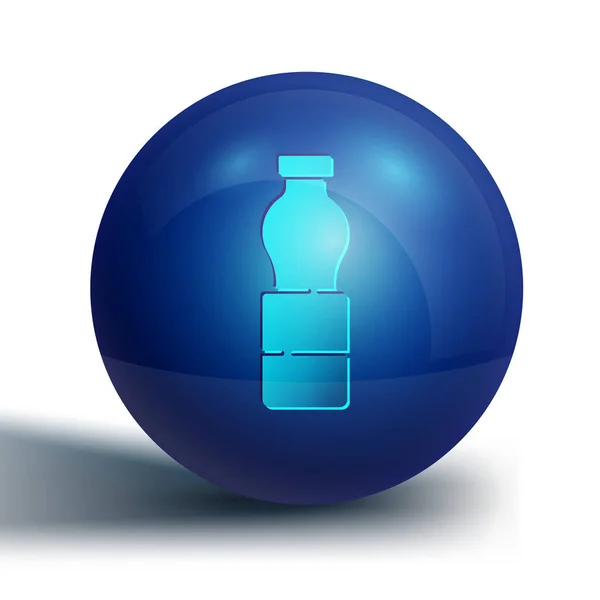 Botella Azul Icono Agua Aislado Sobre Fondo Blanco Signo Bebida — Vector de stock