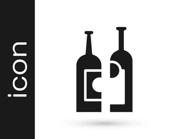 Bouteilles Grises Vin Icône Isolé Sur Fond Blanc Illustration Vectorielle — Image vectorielle