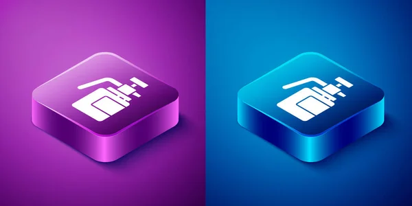 Isometric Garden Sprayer Water Fertilizer Chemicals Icon Isolated Blue Purple — Stock Vector