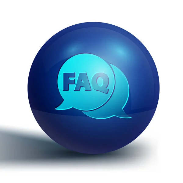 Burbuja Voz Azul Con Texto Faq Icono Información Aislado Sobre — Vector de stock