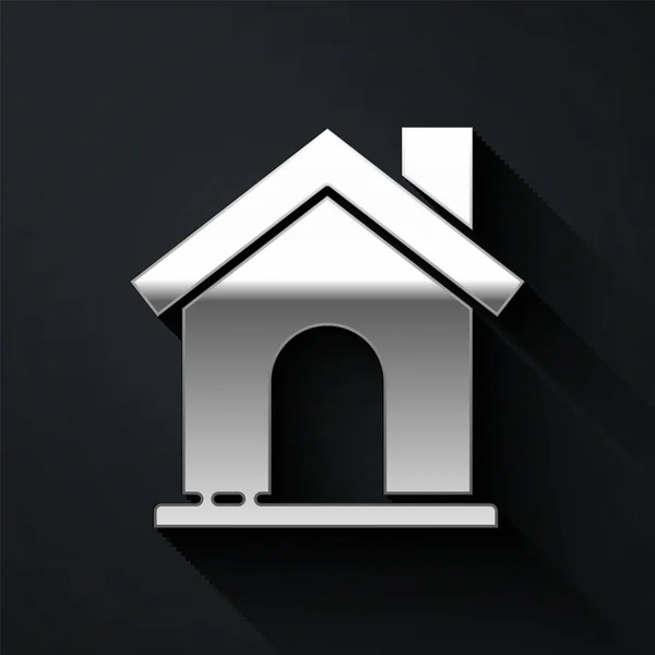 Иконка Silver House Выделена Черном Фоне Домашний Символ Длинный Стиль — стоковый вектор