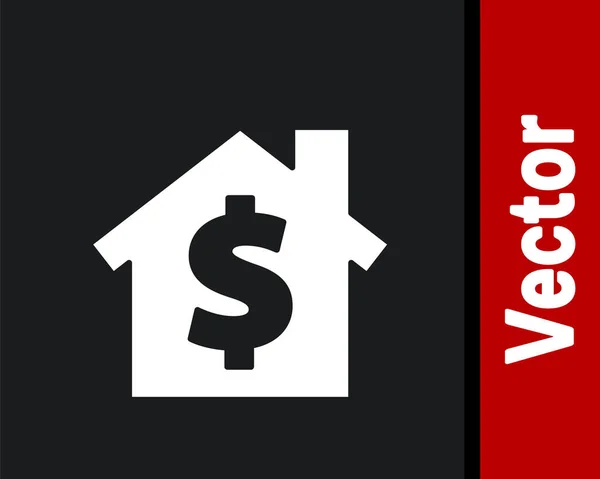 Weißes Haus Mit Dollarsymbol Auf Schwarzem Hintergrund Heimat Und Geld — Stockvektor