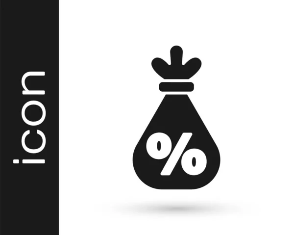 Τσάντα Γκρι Χρήματα Εικονίδιο Τοις Εκατό Απομονώνονται Λευκό Φόντο Ταμειακή — Διανυσματικό Αρχείο