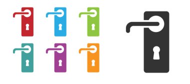 Siyah Kapı kulpu simgesi beyaz arkaplanda izole edildi. Kapı kilidi işareti. Simgeleri renklendirin. Vektör İllüstrasyonu