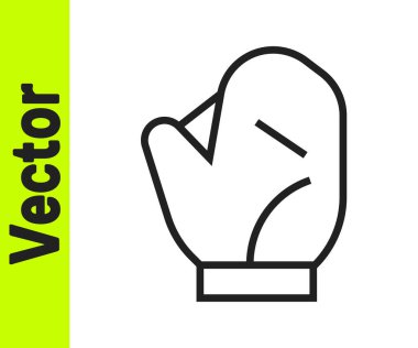 Siyah çizgi beyzbol eldiveni ikonu beyaz arkaplanda izole edilmiş. Vektör İllüstrasyonu