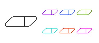 Beyaz arkaplanda siyah çizgi silici ya da kauçuk simgesi var. Simgeleri renklendirin. Vektör İllüstrasyonu