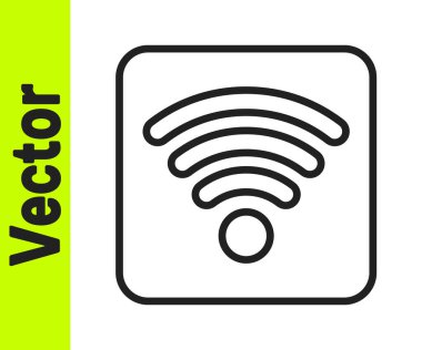 Siyah çizgi Wi-Fi kablosuz internet ağ sembolü simgesi beyaz arkaplanda izole edildi. Vektör İllüstrasyonu