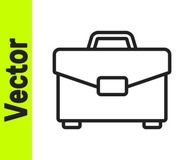 Siyah çizgi Evrak Çantası simgesi beyaz arka plan üzerinde izole. İş davası işareti. İş portföyü. Vektör İllüstrasyonu