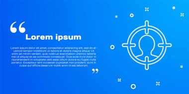 Beyaz çizgi kafa avlama konsepti mavi arka planda izole edilmiş. İş hedefi ya da İstihdam tabelası. İnsan kaynakları ve adam toplama. Vektör İllüstrasyonu