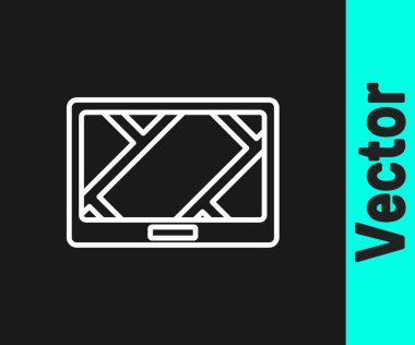 Siyah zemin üzerinde harita simgesi olan beyaz çizgi GPS cihazı. Vektör İllüstrasyonu