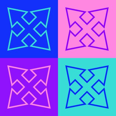 Pop Art Line trafik tabelası. Renk arkaplanında işaretleme simgesi izole edildi. İşaretçi sembolü. İzole sokak bilgi levhası. Yön tabelası. Vektör İllüstrasyonu