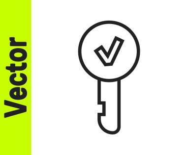 Beyaz arkaplanda siyah çizgi anahtar simgesi izole edildi. Vektör İllüstrasyonu