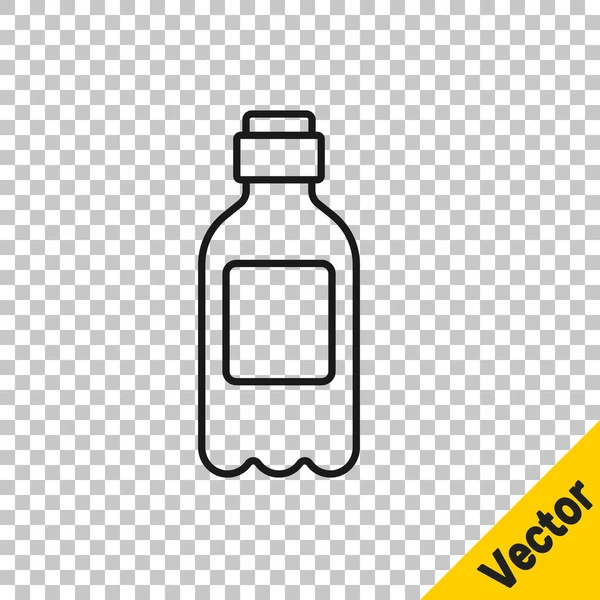 Schwarze Linie Flasche Mit Wassersymbol Isoliert Auf Transparentem Hintergrund Soda — Stockvektor