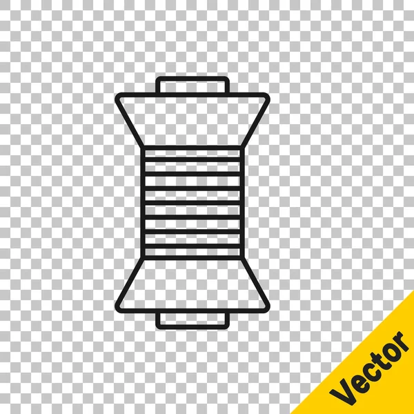 Schwarze Linie Nähfaden Auf Spule Symbol Isoliert Auf Transparentem Hintergrund — Stockvektor
