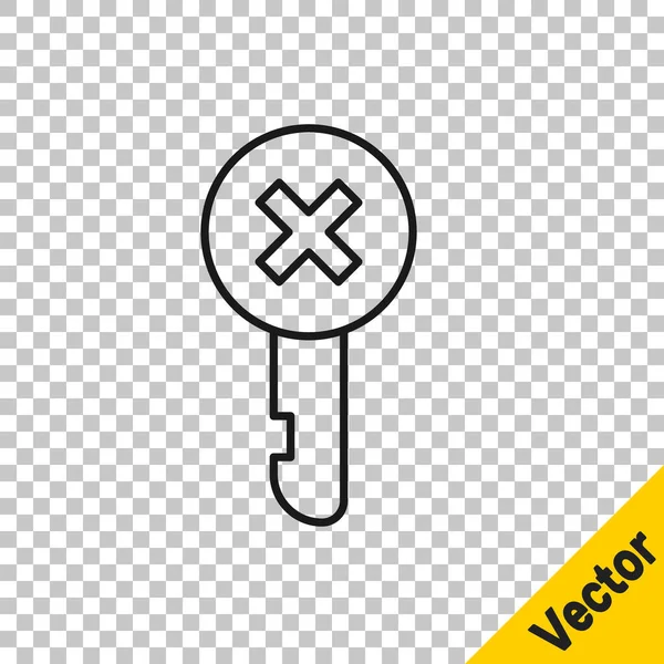 Schwarze Linie Falsches Schlüsselsymbol Isoliert Auf Transparentem Hintergrund Vektorillustration — Stockvektor