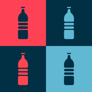 Renkli arka planda izole edilmiş bir şişe su ikonu. Soda su içme tabelası. Vektör İllüstrasyonu