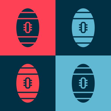 Pop Art Amerikan Futbol Topları ikonu renk arkaplanında izole edildi. Ragbi topu ikonu. Takım spor sembolü. Vektör İllüstrasyonu