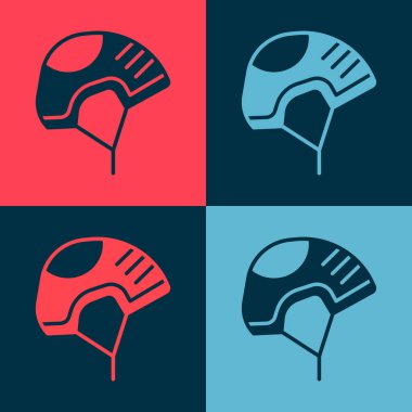 Pop Art Miğfer simgesi renk arkaplanında izole edildi. Olağanüstü bir spor. Spor malzemeleri. Vektör İllüstrasyonu