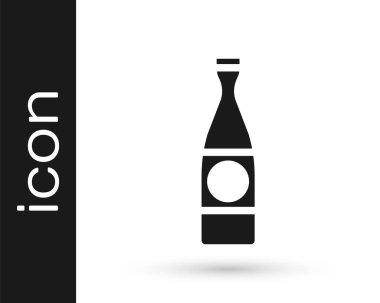 Beyaz arka planda izole edilmiş gri bira şişesi ikonu. Vektör İllüstrasyonu