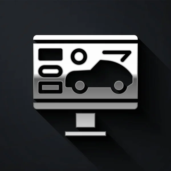 Silver Hardware Diagnostiek Voorwaarde Van Auto Pictogram Geïsoleerd Zwarte Achtergrond — Stockvector