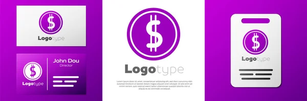 Logotype Coin Money Dollar Symbol Icon Isolated White Background Banking — Stock Vector