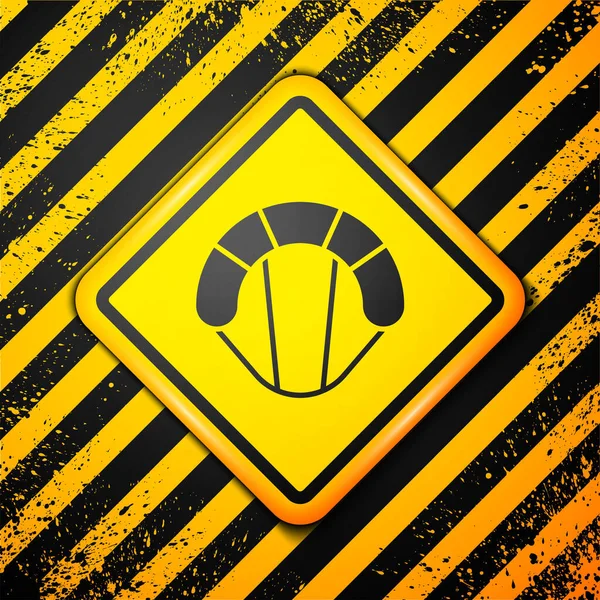 Icono Paracaídas Negro Aislado Sobre Fondo Amarillo Deporte Extremo Equipamiento — Vector de stock