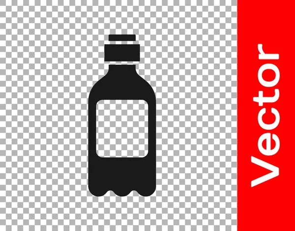 Botella Negra Icono Agua Aislada Sobre Fondo Transparente Signo Bebida — Vector de stock