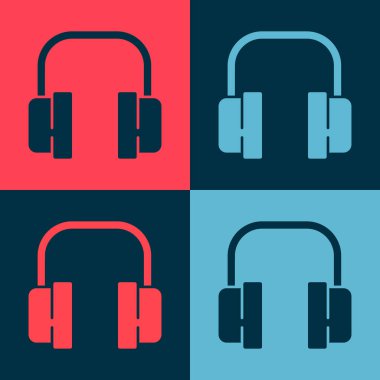 Pop sanat kulaklığı simgesi renk arkaplanında izole edildi. Müşteri hizmetleri, yardım hattı, çağrı merkezi, faq, bakım. Vektör İllüstrasyonu