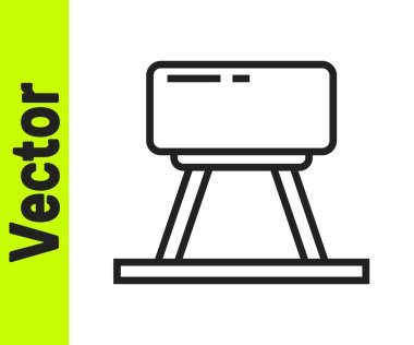 Siyah çizgili Pommel at simgesi beyaz arkaplanda izole edilmiş. Atlama ve jimnastik için spor aletleri. Vektör İllüstrasyonu