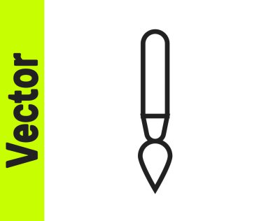 Beyaz arkaplanda siyah çizgi boya fırçası simgesi izole edildi. Vektör İllüstrasyonu